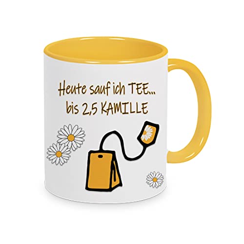 Tasse mit Motiv - Geschenk - Tee bis 2.5 Kamille Motiv - Spülmaschinenfest (gelb) von Generisch