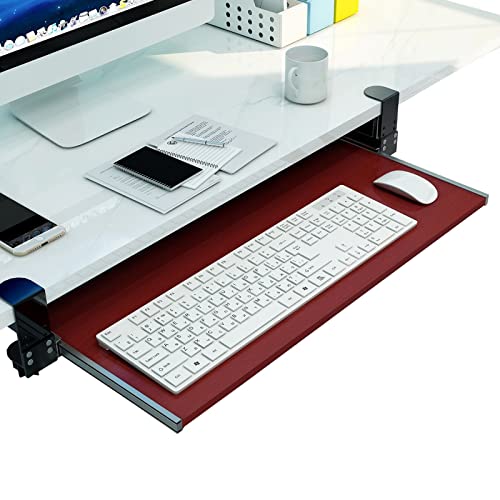 Tastaturablage zum Anklemmen – Schublade unter dem Schreibtisch, 65 x 30 cm, rotbraune Tastaturplattform mit glatter Gleitschiene für ergonomischen Arbeitsplatz von Generisch