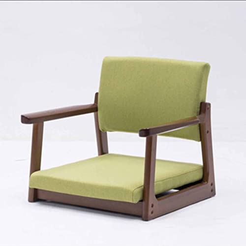 Tatami Stuhl mit Armlehne und Rückenlehne, Massivholz, beinlos, japanischer Stil, bequemer Bodenstuhl für Erkerfenster, Büro, Zuhause von Generisch