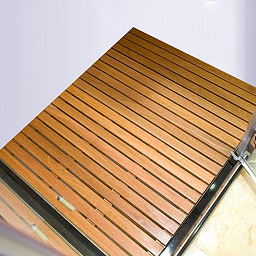 Teak Holz Bad Duschmatte - rutschfeste wasserdichte Fußmatte Indoor/Outdoor Bodenmatten rechteckiges Design mit breiten Lamellen (30.0 cmx 30.0 cm) für ultimativen Komfort und Sicherheit von Generisch