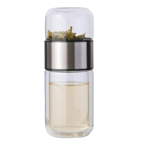 Tee Ei Flasche -280/350/420 Ml Glas Tee Ei Flasche | Doppelwandige Glas Teeflasche Mit Sieb | Teesieb Für Lose Blätter | Isolierte Teeflasche,Glas-Tee-Ei-Flasche Für Losen Tee Blumentee Home Traveling von Generisch