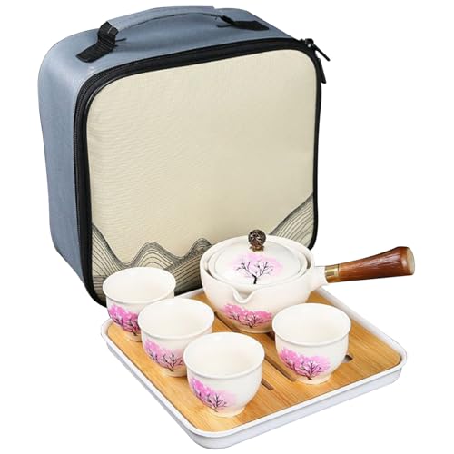 Teekannen-Set Chinesisches Tee-Set Porzellan-Tee-Set Japanische Teekanne Porzellan Japanisches Tee-Set Mit 360-Grad-Drehung Teebereiter Und Teesieb Tragbares Reise-Tee-Set Mit Anti-Verbrühungs-Griff F von Generisch