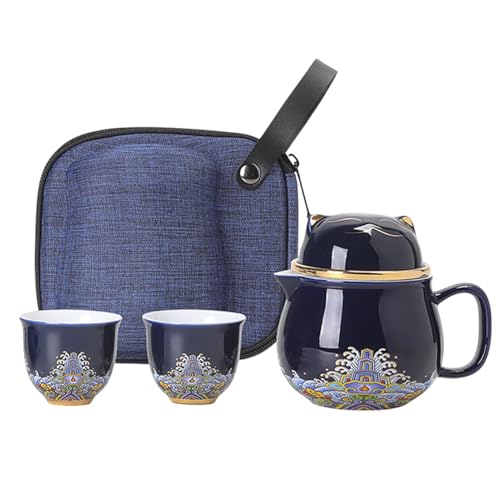 Teekannen-Set mit Teesieb | Teetassen-Set Tragbare Glückskatze Teekanne Set - Porzellan Tee-Set Stoßfest Teetassen mit Teesieb für Reisen & Picknick Teekannen-Set mit Teesieb | Teetassen-Set Tragbare Glückskatze Teekanne Set - Porzellan Tee-Set Stoßfest Teetassen mit Teesieb für Reisen & Picknick von Generisch