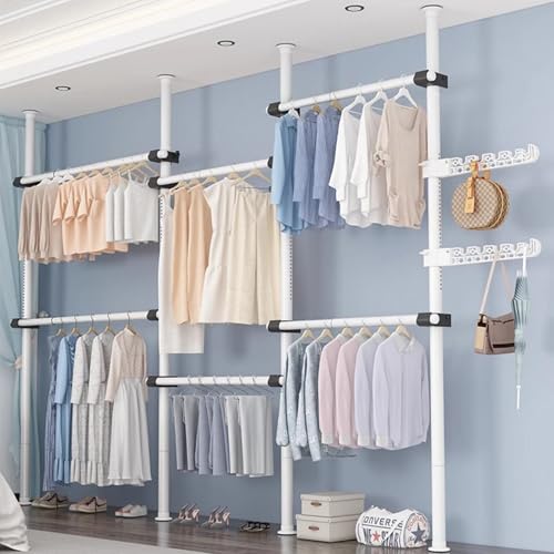 Teleskop Garderoben System, Teleskopstange Kleiderständer Mit 6 Kleiderstangen Teleskop Kleiderschrank Mit Regals Höhenverstellbar 1,1 Bis 3 Metern Garderobenständer Verstellbares Regalsystem Teleskop Garderoben System, Teleskopstange Kleiderständer Mit 6 Kleiderstangen Teleskop Kleiderschrank Mit Regals Höhenverstellbar 1,1 Bis 3 Metern Garderobenständer Verstellbares Regalsystem von Generisch