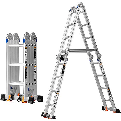 Teleskopleiter, Aluminium-Legierung, Klappleiter, 150 kg Tragkraft, tragbar und einfach zu verstauen, für Heimwerker und Heimgebrauch Teleskopleiter, Aluminium-Legierung, Klappleiter, 150 kg Tragkraft, tragbar und einfach zu verstauen, für Heimwerker und Heimgebrauch von Generisch