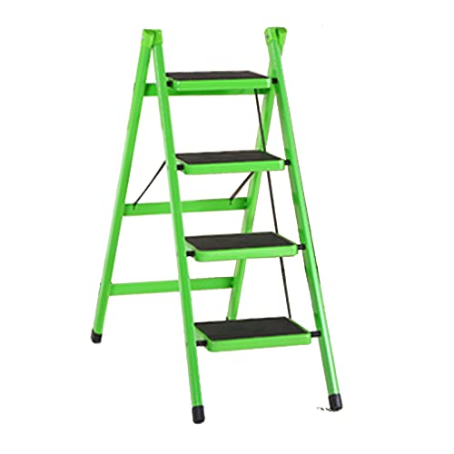 Teleskopleitern, zusammenklappbar, 4 Stufen, Fischgräten-Design, multifunktionaler Metall-Tritthocker mit breitem Pedal für Zuhause und Ruheplatz von Generisch
