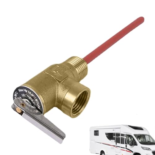 Temperatur Druckablassventil für Wohnmobile 99°C 10 Bar - Installationsentlastungsventil,Sicherheitsvorrichtung Mit Verlängerungssonde Für Heizsysteme Wärmespeichertanks von Generisch