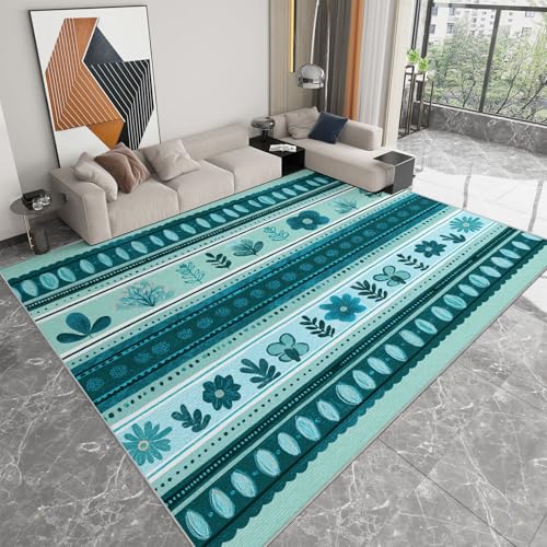 Teppich 160 x 230cm Weich rutschfest - Blaue und grüne Streifen ethnische Stammeskultur Druck Muster für Dekoration Schlafzimmer Kinderzimmer Esszimmer Paarzimmer Kurzflor Teppich 160 x 230cm Weich rutschfest - Blaue und grüne Streifen ethnische Stammeskultur Druck Muster für Dekoration Schlafzimmer Kinderzimmer Esszimmer Paarzimmer Kurzflor von Generisch