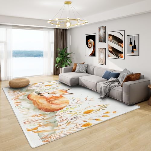 Teppich Babyzimmer Fuchs - Teppich Wohnzimmer Schlafzimmer Kinder Fuchs, Großer Teppich Waldtiere, Weich Kurzflor & Waschbar & rutschfest Wohnzimmerteppich, Kinderteppich, Bettvorleger 140x200 cm Teppich Babyzimmer Fuchs - Teppich Wohnzimmer Schlafzimmer Kinder Fuchs, Großer Teppich Waldtiere, Weich Kurzflor & Waschbar & rutschfest Wohnzimmerteppich, Kinderteppich, Bettvorleger 140x200 cm von Generisch
