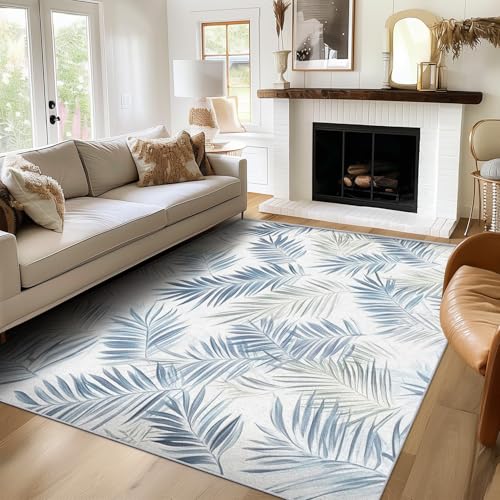 Teppich Blätter Einfach Wohnzimmer 140x200 Waschbar, Minimalismus Pflanzen Teppiche Gegend Schlafzimmer Deko & Wohnaccessoires, Kurzflor Teppich, Weich, rutschfest Bettvorleger von Generisch