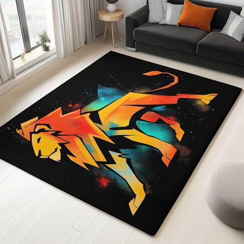 Teppich Cartoon Geometrisch Abstrakt Tiger Tier für Teenager Mädchen Kurzflor Teppiche, Schlafzimmer Wohnzimmer Innenmatte - Waschbar Schwarz rutschfeste Matte 180x240 cm Krabbelmatte für Kinder Teppich Cartoon Geometrisch Abstrakt Tiger Tier für Teenager Mädchen Kurzflor Teppiche, Schlafzimmer Wohnzimmer Innenmatte - Waschbar Schwarz rutschfeste Matte 180x240 cm Krabbelmatte für Kinder von Generisch