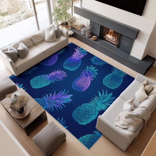 Teppich Fantasie Handgezeichnete Ananas für Teenager Mädchen Kurzflor Teppiche, Schlafzimmer Wohnzimmer Innenmatte - Waschbar Farbverlauf Blau rutschfeste Matte 180x240 cm Krabbelmatte für Kinder Teppich Fantasie Handgezeichnete Ananas für Teenager Mädchen Kurzflor Teppiche, Schlafzimmer Wohnzimmer Innenmatte - Waschbar Farbverlauf Blau rutschfeste Matte 180x240 cm Krabbelmatte für Kinder von Generisch