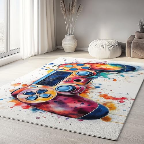 Teppich Gegend Schlafzimmer 120 x 180cm, Wohnzimmerteppich Waschküche Waschbar Carpet rutschfest Kurzflor Weich Aquarell Graffiti Gamecontroller Teppiche für Esszimmer Küche Teppich Gegend Schlafzimmer 120 x 180cm, Wohnzimmerteppich Waschküche Waschbar Carpet rutschfest Kurzflor Weich Aquarell Graffiti Gamecontroller Teppiche für Esszimmer Küche von Generisch