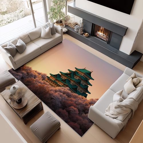 Teppich Gegend Schlafzimmer 120 x 180cm, Wohnzimmerteppich Waschküche Waschbar Carpet rutschfest Kurzflor Weich Japanisches Schloss Teppiche für Esszimmer Küche Teppich Gegend Schlafzimmer 120 x 180cm, Wohnzimmerteppich Waschküche Waschbar Carpet rutschfest Kurzflor Weich Japanisches Schloss Teppiche für Esszimmer Küche von Generisch
