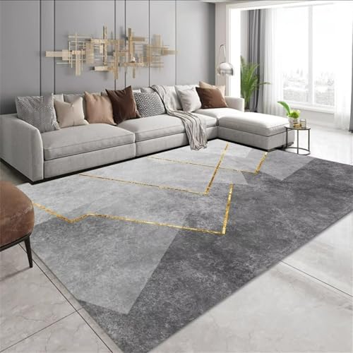 Teppich Jugendzimmer Grauer Schlafzimmerteppich mit geometrischem Design verblasst Nicht Schreibtisch Grau Hallenteppich Läufer Flur 200X300CM von Generisch