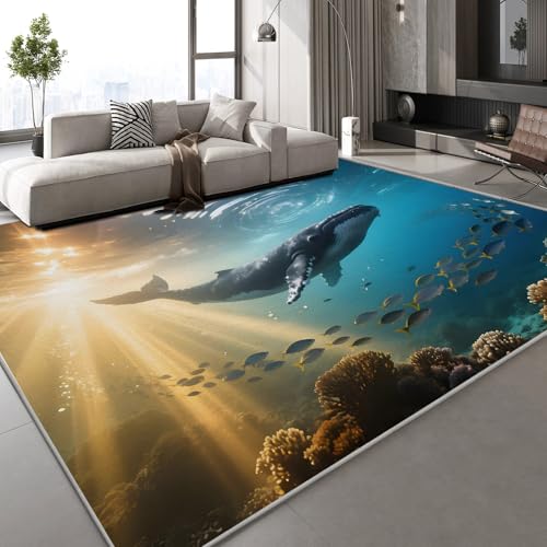 Teppich Kurzflor Kaschmirimitat Weich Strapazierfähig 100x150 cm Wal Ozean 3D Muster Natur Landschaft Druck Teppich rutschfeste Unterseite Geeignet für Bäder Küchen Eingangsbereiche Teppich Kurzflor Kaschmirimitat Weich Strapazierfähig 100x150 cm Wal Ozean 3D Muster Natur Landschaft Druck Teppich rutschfeste Unterseite Geeignet für Bäder Küchen Eingangsbereiche von Generisch