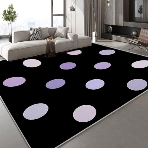 Teppich Kurzflor Kaschmirimitat Weich Strapazierfähig 120x160 cm Kreis Lila 3D Muster Punkte Geometrie Druck Teppich rutschfeste Unterseite Geeignet für Bäder Küchen Eingangsbereiche von Generisch