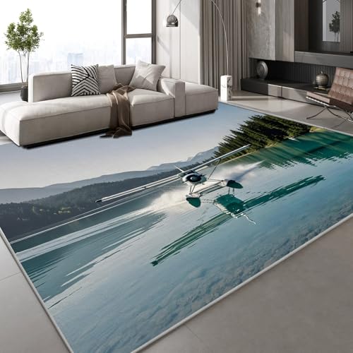 Teppich Kurzflor Kaschmirimitat Weich Strapazierfähig 150x210 cm Flugzeug Berge 3D Muster Wald Natur Druck Teppich rutschfeste Unterseite Geeignet für Bäder Küchen Eingangsbereiche Teppich Kurzflor Kaschmirimitat Weich Strapazierfähig 150x210 cm Flugzeug Berge 3D Muster Wald Natur Druck Teppich rutschfeste Unterseite Geeignet für Bäder Küchen Eingangsbereiche von Generisch