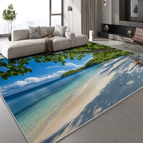 Teppich Kurzflor Kaschmirimitat Weich Strapazierfähig 150x210 cm Meer Strand 3D Muster Natur Landschaft Druck Teppich rutschfeste Unterseite Geeignet für Bäder Küchen Eingangsbereiche Teppich Kurzflor Kaschmirimitat Weich Strapazierfähig 150x210 cm Meer Strand 3D Muster Natur Landschaft Druck Teppich rutschfeste Unterseite Geeignet für Bäder Küchen Eingangsbereiche von Generisch