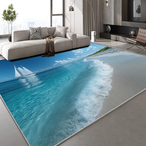 Teppich Kurzflor Kaschmirimitat Weich Strapazierfähig 180x240 cm Strand Meer 3D Muster Natur Meer Druck Teppich rutschfeste Unterseite Geeignet für Bäder Küchen Eingangsbereiche Teppich Kurzflor Kaschmirimitat Weich Strapazierfähig 180x240 cm Strand Meer 3D Muster Natur Meer Druck Teppich rutschfeste Unterseite Geeignet für Bäder Küchen Eingangsbereiche von Generisch