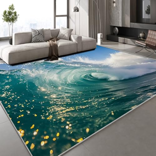 Teppich Kurzflor Kaschmirimitat Weich Strapazierfähig 180x240 cm Wellen Ozean 3D Muster Natur Landschaft Druck Teppich rutschfeste Unterseite Geeignet für Bäder Küchen Eingangsbereiche Teppich Kurzflor Kaschmirimitat Weich Strapazierfähig 180x240 cm Wellen Ozean 3D Muster Natur Landschaft Druck Teppich rutschfeste Unterseite Geeignet für Bäder Küchen Eingangsbereiche von Generisch