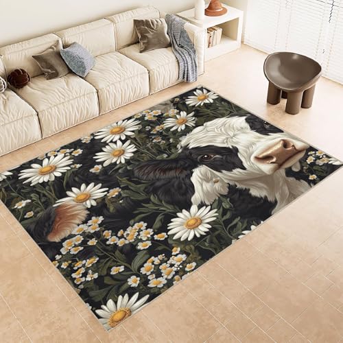 Teppich Kurzflor Kaschmirimitat Weich Strapazierfähig 80x120 cm 3D Muster Kuh Blumen Gras Druck Maschinenwaschbarer Teppich rutschfeste Unterseite Geeignet für Balkone Korridore Restaurants Teppich Kurzflor Kaschmirimitat Weich Strapazierfähig 80x120 cm 3D Muster Kuh Blumen Gras Druck Maschinenwaschbarer Teppich rutschfeste Unterseite Geeignet für Balkone Korridore Restaurants von Generisch