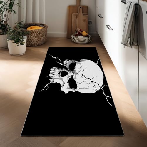 Teppich Läufer 60 x 150 cm, Dunkler Teppichläufer Flur rutschfest Waschbar Küchenläufer - Minimalistisch Totenkopf Rissig Totenkopf Küchenteppich Läufer für Eingang Flur Küche Schlafzimmer Wohnzimmer Teppich Läufer 60 x 150 cm, Dunkler Teppichläufer Flur rutschfest Waschbar Küchenläufer - Minimalistisch Totenkopf Rissig Totenkopf Küchenteppich Läufer für Eingang Flur Küche Schlafzimmer Wohnzimmer von Generisch