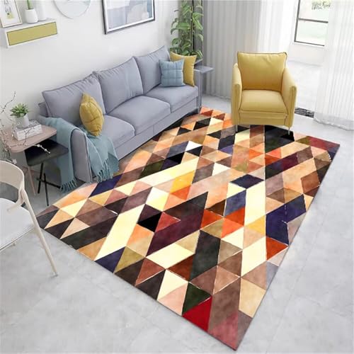 Teppich Läufer Farbe geometrisches Design dreieckige Geometrie Nicht verblassen Kinder rot Schlafzimmer mit Antirutschmatte 180X280CM von Generisch