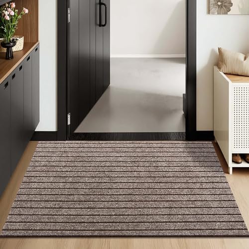 Teppich Läufer Flur,Schmutzfangmatte Rutschfest Fußmatte Mit Pvc Rücken,Wasseraufnahme Türmatte,Maschinenwaschbar Teppichläufer,Fußmatte Türmatte Für Eingänge, Küche,Wohnzimmer(Brown,120x140cm) von Generisch