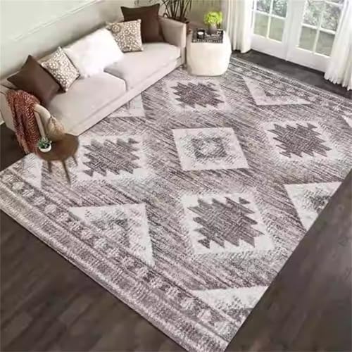 Teppich Läufer Flur Grauer Schlafzimmerteppich mit geometrischem Design verblasst Nicht Vorzimmer Grau Wohnzimmer Eingangsbereich 160X230CM von Generisch