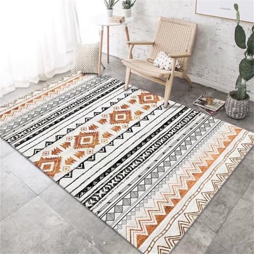 Teppich Läufer Grauer Schlafzimmerteppich mit geometrischem Design verblasst Nicht schwarz Korridorteppich Teppiche Wohnzimmer 80X140CM von Generisch