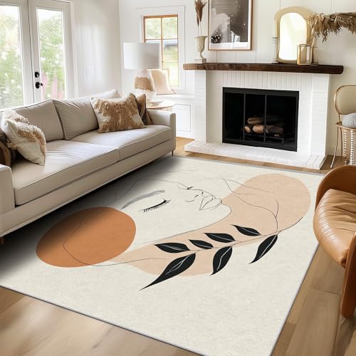 Teppich Mädchen Wohnzimmer Quadratisch 200x200 Waschbar, Abstrakt Kunst Aesthetic Teppiche Gegend Schlafzimmer Deko & Wohnaccessoires, Kurzflor Teppich, Weich, rutschfest Teppich Mädchen Wohnzimmer Quadratisch 200x200 Waschbar, Abstrakt Kunst Aesthetic Teppiche Gegend Schlafzimmer Deko & Wohnaccessoires, Kurzflor Teppich, Weich, rutschfest von Generisch