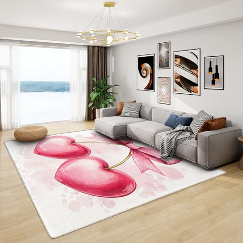 Teppich Mit Herzen - Teppich Wohnzimmer Schlafzimmer Herz Rosa, Großer Teppich Schöner Mädchen, Weich Kurzflor & Waschbar & rutschfest Wohnzimmerteppich, Kinderteppich, Bettvorleger 160x230 cm Teppich Mit Herzen - Teppich Wohnzimmer Schlafzimmer Herz Rosa, Großer Teppich Schöner Mädchen, Weich Kurzflor & Waschbar & rutschfest Wohnzimmerteppich, Kinderteppich, Bettvorleger 160x230 cm von Generisch