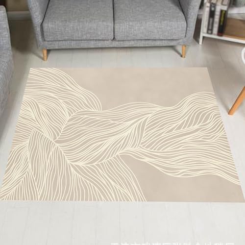 Teppich Quadratisch,Modernes geometrisches Liniendesign, Heimdekoration, Creme, 180 x 180 cm, Kurzflor Wohnzimmerteppich Anti-Rutsch Unterseite Modernes Design Schlafzimmerteppich, von Generisch