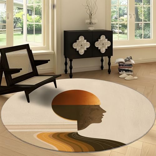 Teppich Rund 120 cm Geometrische Abstraktion Silhouette rutschfest Teppiche, Kurzflor Waschbar Runder Läufer - Weich Bohème Stil Wohnzimmerteppich for Schlafzimmer Studie Heimbüro Teppich Rund 120 cm Geometrische Abstraktion Silhouette rutschfest Teppiche, Kurzflor Waschbar Runder Läufer - Weich Bohème Stil Wohnzimmerteppich for Schlafzimmer Studie Heimbüro von Generisch