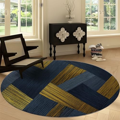 Teppich Rund 120 cm Verschlungene Geometrische Streifen rutschfest Teppiche, Kurzflor Waschbar Runder Läufer, Weich Abstrakte Linien Wohnzimmerteppich for Schlafzimmer Studie Heimbüro Teppich Rund 120 cm Verschlungene Geometrische Streifen rutschfest Teppiche, Kurzflor Waschbar Runder Läufer, Weich Abstrakte Linien Wohnzimmerteppich for Schlafzimmer Studie Heimbüro von Generisch