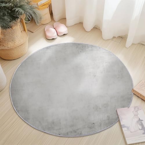 Teppich Rund Einfachheit Stil 60cm, Weich Waschbar rutschfest Teppiche Vintage Used-Look Industrie-Stil Kurzflor Bedruckter Teppich Geeignet für Wohnzimmer Schlafzimmer Grau von Generisch