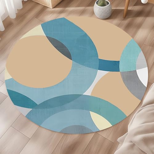 Teppich Runder,Bodendekor im modernen geometrischen Design, Beige, ø 100 cm, Teppiche waschbar in Waschmaschine fürs Wohnzimmer Esszimmer Schlafzimmer Boden Sofa, von Generisch