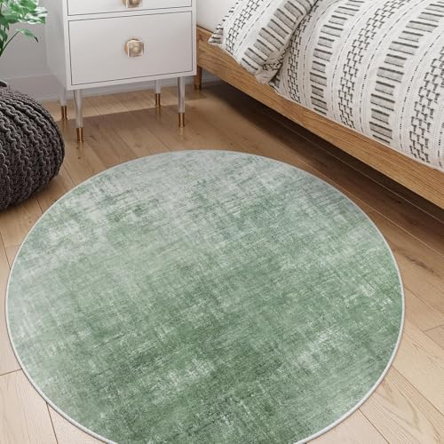 Teppich Runder,Moderne abstrakte Muster Wohndekor, Grün, ø 130 cm, Teppich Matte für Wohnzimmer Schlafzimmer Jugendzimmer Balkon Hängesessel, von Generisch