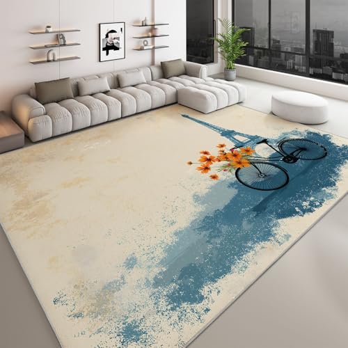 Teppich Rutschfester Waschbarer Gelb, Teppich Kurzflor Groß - Retro Stil Eiffelturm für Wohnzimmer Schlafzimmer Kinderzimmer Esszimmer 180 x 240 cm Teppich Rutschfester Waschbarer Gelb, Teppich Kurzflor Groß - Retro Stil Eiffelturm für Wohnzimmer Schlafzimmer Kinderzimmer Esszimmer 180 x 240 cm von Generisch