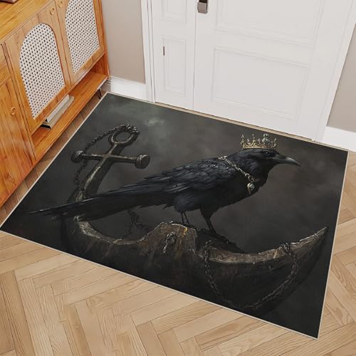 Teppich Schlafzimmer 120x170cm Ankerkrähe kurzflor Teppich Moderner Vorleger für Wohnzimmer waschbar mit geometrischem Design, weich und schmutzabweisend ER25-29-2213 von Generisch