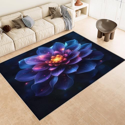 Teppich Schlafzimmer 120x170cm Geometrische Blumen kurzflor Teppich Moderner Vorleger für Wohnzimmer waschbar mit geometrischem Design, weich und schmutzabweisend E4.2-6-1083 von Generisch