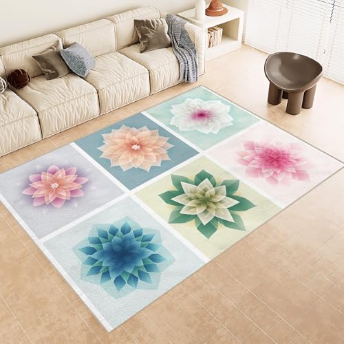 Teppich Schlafzimmer 120x180cm Geometrische Blumen kinderteppich mädchen Mikrofaser Bodenmatte weich waschbar rutschfest dekorativ für Schlafzimmer Flur Wohnzimmer EL2369 Teppich Schlafzimmer 120x180cm Geometrische Blumen kinderteppich mädchen Mikrofaser Bodenmatte weich waschbar rutschfest dekorativ für Schlafzimmer Flur Wohnzimmer EL2369 von Generisch