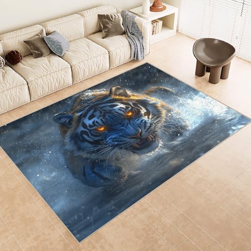 Teppich Schlafzimmer 120x180cm Tiger kinderteppich mädchen Maschinenwaschbarer Rutschfester Flurläufer mit orientalischem Muster, langlebig und dekorativ E4.2-6-576 von Generisch