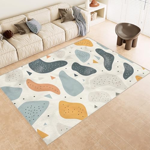 Teppich Schlafzimmer 160x230cm Unregelmäßige Geometrische Kunst kinderteppich Jungen rutschfeste weiche Bodenmatte Mikrofaser waschbar dekorativ für Schlafzimmer Wohnzimmer Flur EL1392 von Generisch