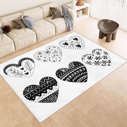 Teppich Schlafzimmer 60x120cm Herzförmige Geometrie badezimmerteppich Set rutschfeste waschbare Bodenmatte Mikrofaser weich für Schlafzimmer Flur Wohnzimmer Dekoration EL1697 von Generisch