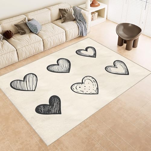 Teppich Schlafzimmer 60x90cm Herzförmige Geometrie Teppich waschbar in Waschmaschine Mikrofaser Bodenmatte weich atmungsaktiv waschbar rutschfest für Wohnzimmer Schlafzimmer Flur EL1600 Teppich Schlafzimmer 60x90cm Herzförmige Geometrie Teppich waschbar in Waschmaschine Mikrofaser Bodenmatte weich atmungsaktiv waschbar rutschfest für Wohnzimmer Schlafzimmer Flur EL1600 von Generisch