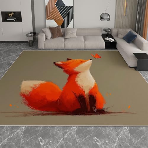 Teppich Traumhaft Cartoon Süßer Kleiner Fuchs für Teenager Mädchen Kurzflor Teppiche, Schlafzimmer Wohnzimmer Innenmatte - Waschbar Braun rutschfeste Matte 80x150 cm Krabbelmatte für Kinder Teppich Traumhaft Cartoon Süßer Kleiner Fuchs für Teenager Mädchen Kurzflor Teppiche, Schlafzimmer Wohnzimmer Innenmatte - Waschbar Braun rutschfeste Matte 80x150 cm Krabbelmatte für Kinder von Generisch