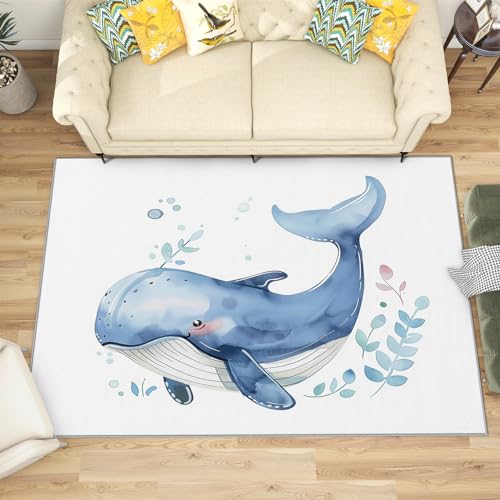 Teppich Wale - Teppich Wohnzimmer Schlafzimmer Kinder Wale, Großer Teppich Meerestiere, Weich Kurzflor & Waschbar & rutschfest Wohnzimmerteppich, Kinderteppich, Bettvorleger 160x230 cm Teppich Wale - Teppich Wohnzimmer Schlafzimmer Kinder Wale, Großer Teppich Meerestiere, Weich Kurzflor & Waschbar & rutschfest Wohnzimmerteppich, Kinderteppich, Bettvorleger 160x230 cm von Generisch