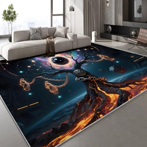 Teppich Wohnzimmer 100x150 cm 3D Druck Baum Des Lebens Universum Muster Vulkan Retro Teppich Kaschmirimitat Anti Rutsch Leicht zu reinigen Waschbare Rückseite für Balkone Korridore Restaurants Teppich Wohnzimmer 100x150 cm 3D Druck Baum Des Lebens Universum Muster Vulkan Retro Teppich Kaschmirimitat Anti Rutsch Leicht zu reinigen Waschbare Rückseite für Balkone Korridore Restaurants von Generisch